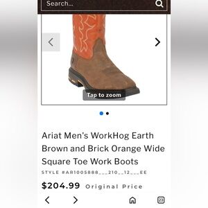 Ariat Men’s Workhog wide square toe steel toes boots